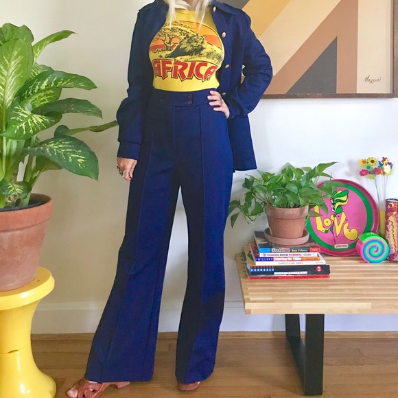 Vintage 70s coordinating pat suit 3 piece set M/L - Picture 2 of 8